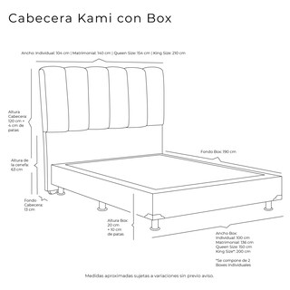 Foto 5 | Cabecera Dicasa Kami + Box Dicasa Dolum King Size Beige