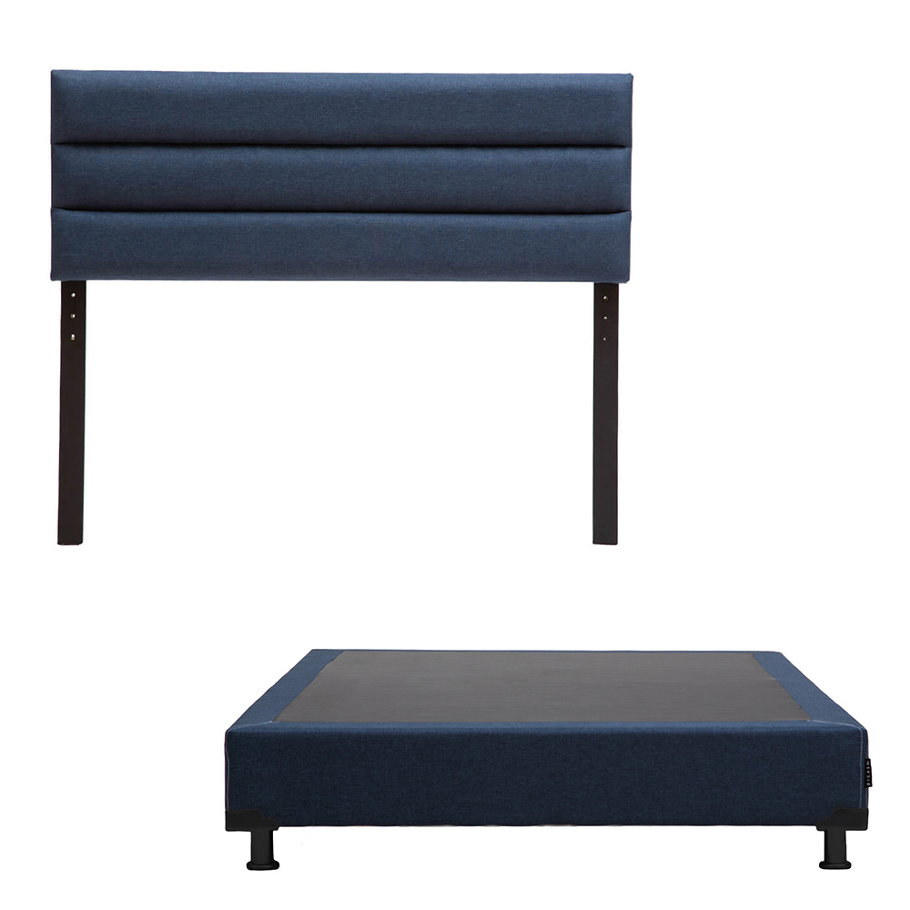 Cabecera Dicasa Logan + Box Dicasa Blu Queen Size Azul