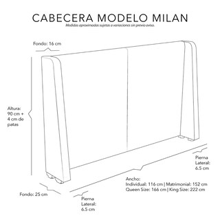 Foto 6 | Cabecera Matrimonial Dicasa Milan Latte