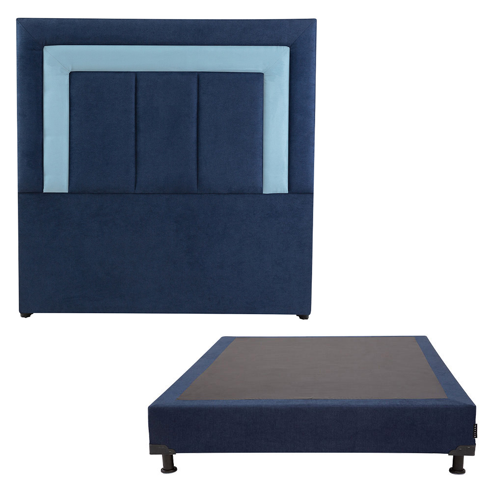 Cabecera Dicasa Bora más Box Azul Marino Queen Size