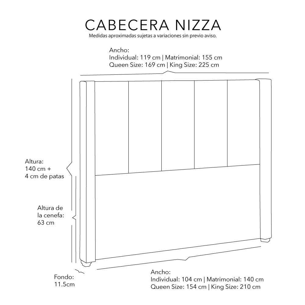 Foto 7 pulgar | Cabecera Matrimonial Dicasa Nizza Latte