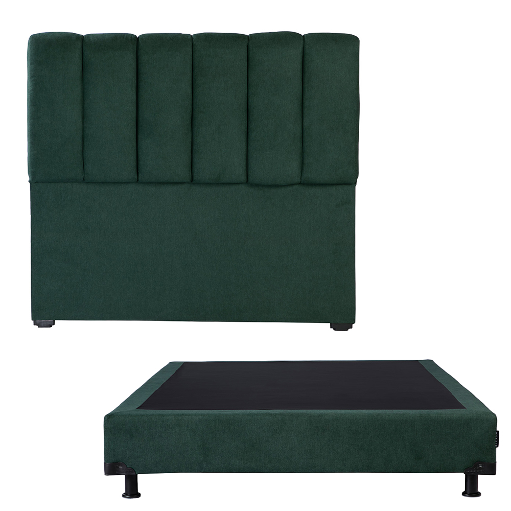 Cabecera Dicasa Kami + Box Dicasa Imprerio Queen Size Verde