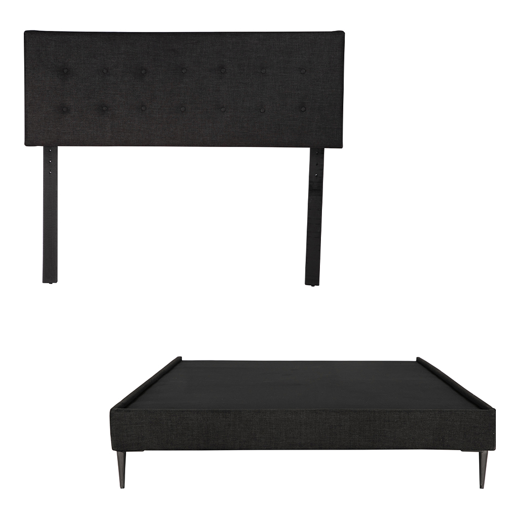 Cabecera Dicasa Bilbao + Base Cama Slim Queen Size Color Negro