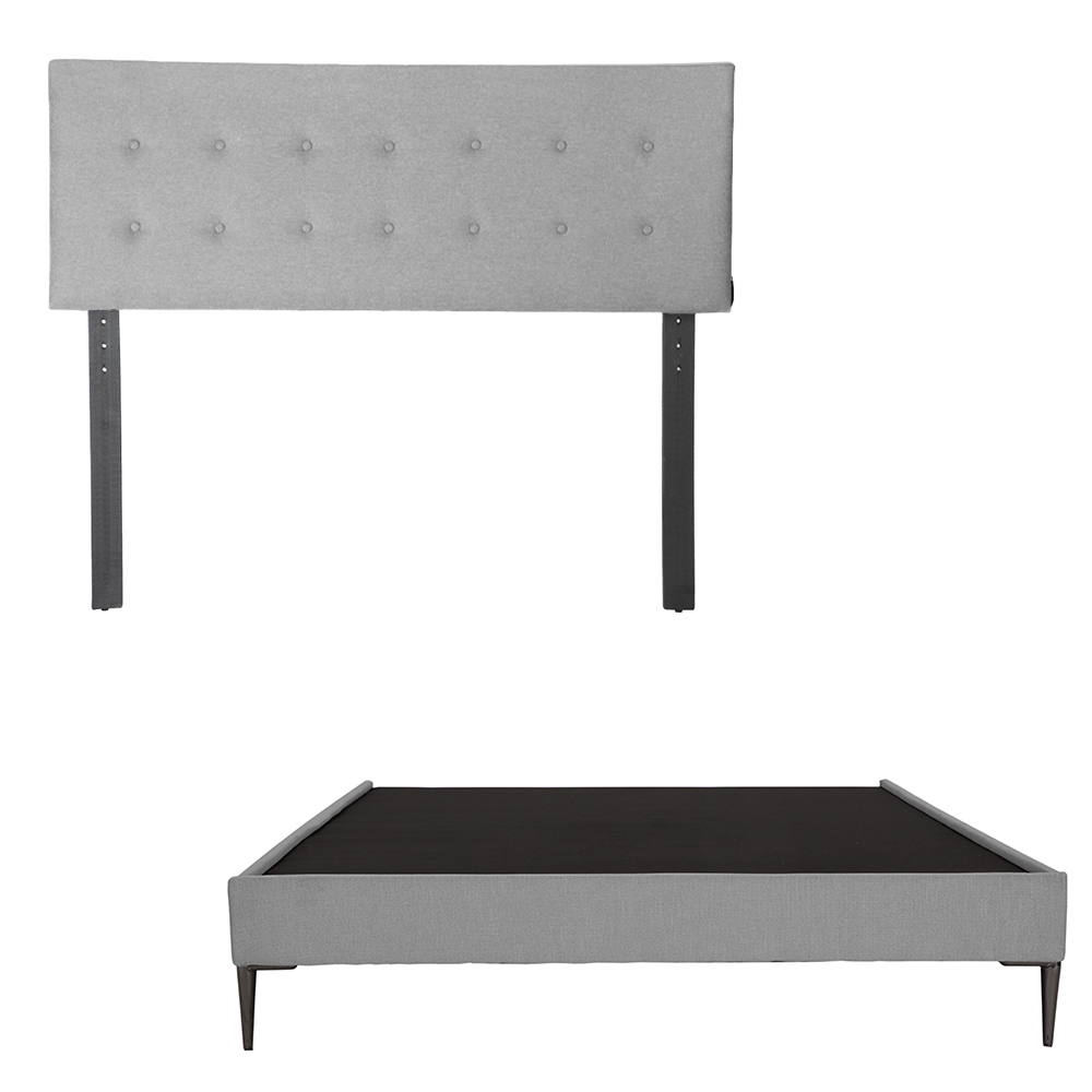 Cabecera Dicasa Bilbao + Base Cama Slim Matrimonial Color Gris