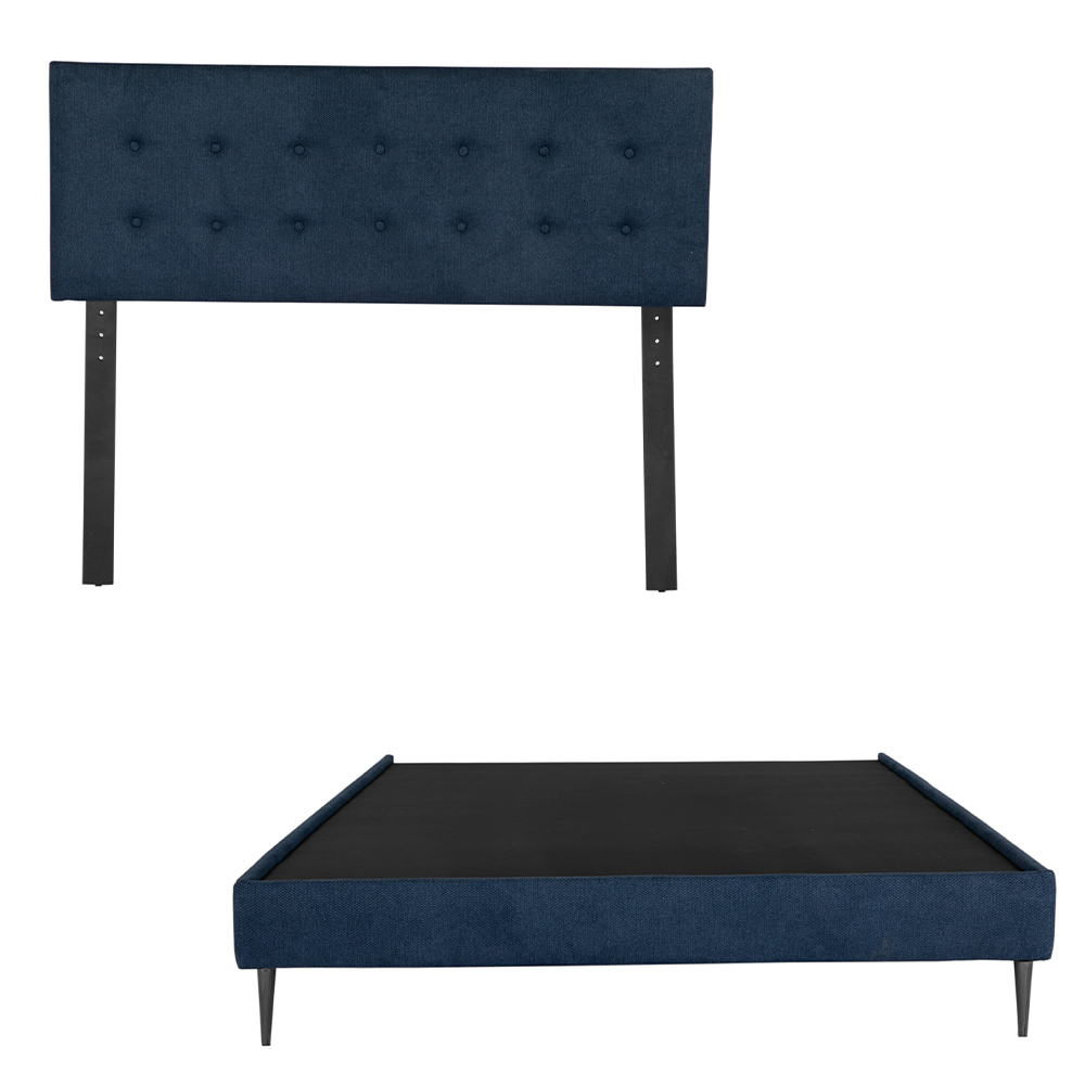 Cabecera Dicasa Bilbao + Base Cama Slim Queen Size Color Azul