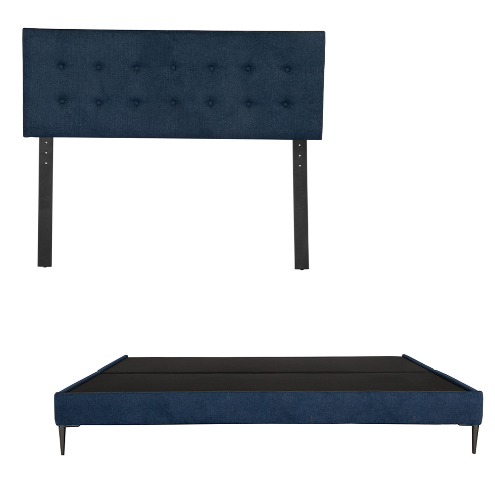 Cabecera Dicasa Bilbao + Base Cama Slim King Size Color Azul