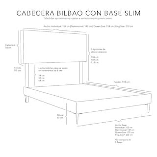 Foto 6 | Cabecera Dicasa Bilbao + Base Cama Slim King Size Color Azul