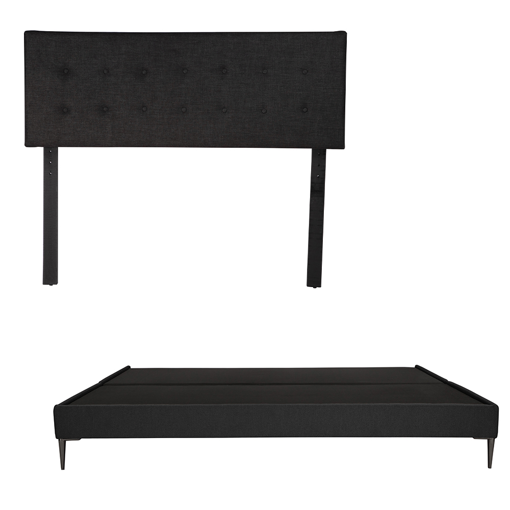 Cabecera Dicasa Bilbao + Base Cama Slim King Size Color Negro