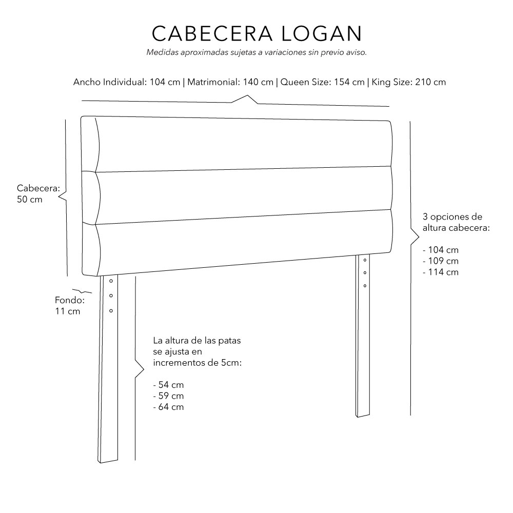 Foto 7 pulgar | Cabecera Dicasa Logan Color Arena Matrimonial