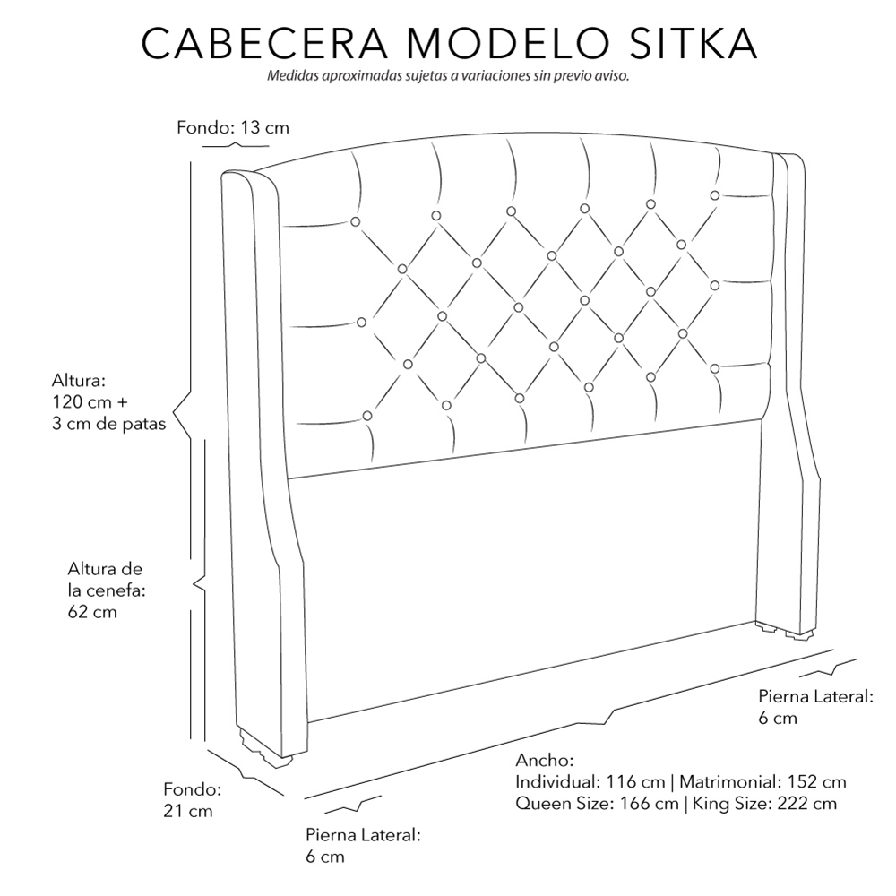 Foto 7 pulgar | Cabecera Dicasa Sitka Color Arena Queen Size