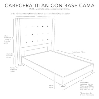 Foto 4 | Cabecera Dicasa Titan más Base Cama Plateada Matrimonial