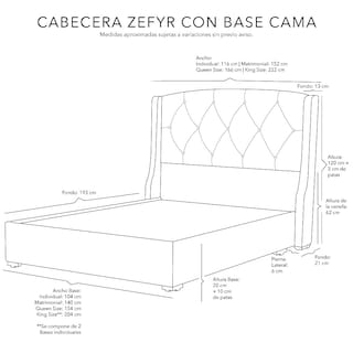 Foto 4 | Cabecera Dicasa Zefyr + Base Cama Negro Matrimonial