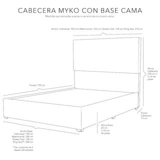 Foto 3 | Cabecera Dicasa Myko más Base Cama Gris Matrimonial