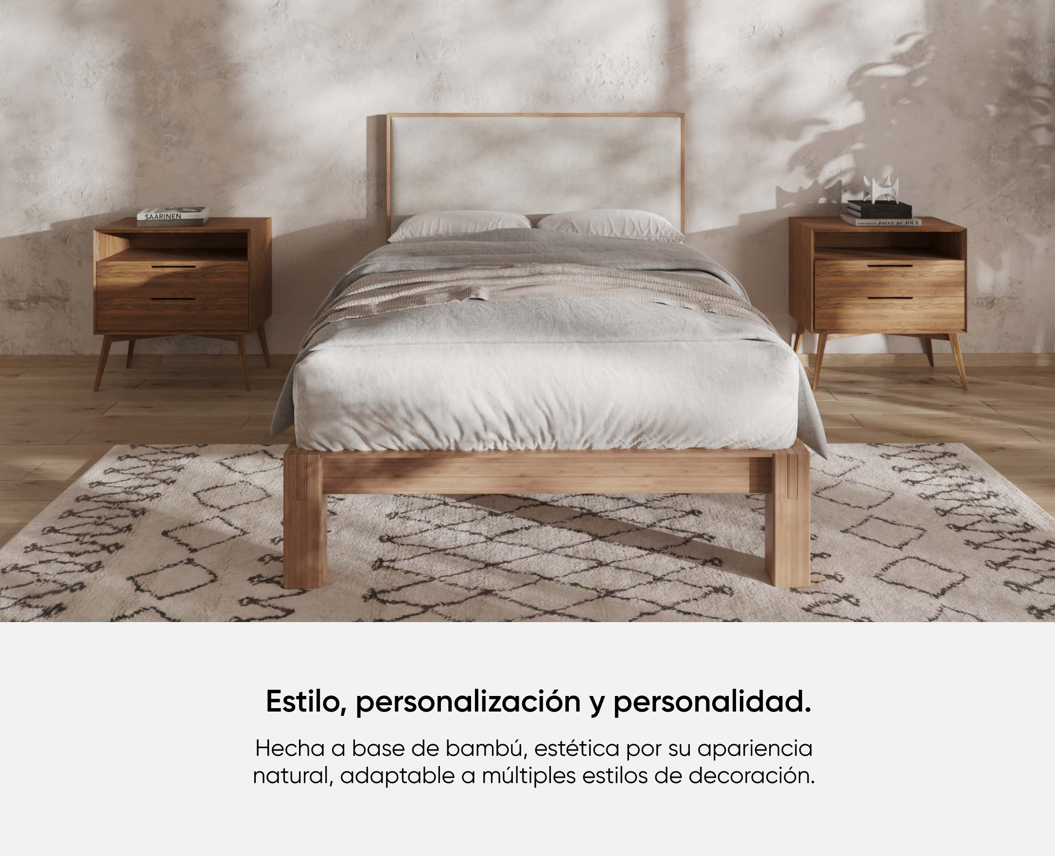 Foto 3 pulgar | Cabecera Luuna  King Size Madera de Bambú Respaldo Resistente Tapizada para Cama