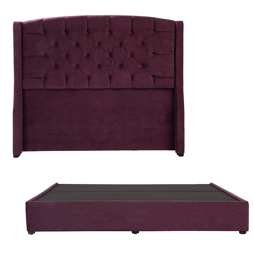 Cabecera Dicasa Sitka Color Morado + Base Cama Dicasa Velvet Morado King Size