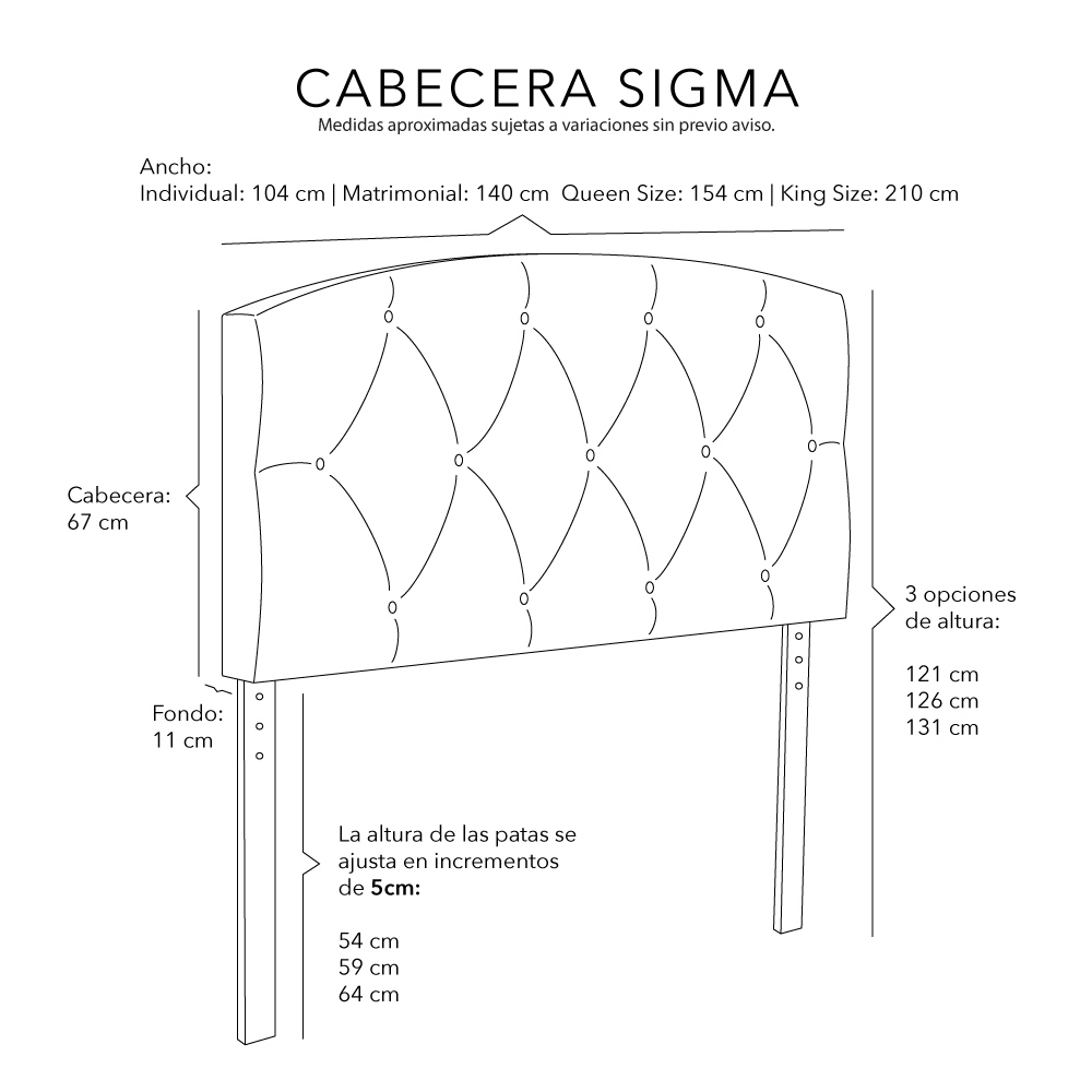 Foto 7 pulgar | Cabecera Sigma Dicasa Color Negro Individual