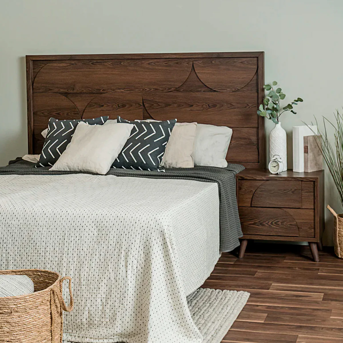 Foto 5 | Cabecera Para Cama Tamaño Individual Y Matrimonial Color Nogal Con Relieves Decorativos Y Estructura De Madera Industr