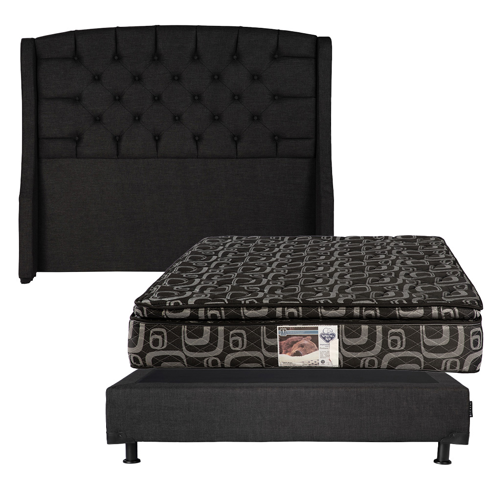 Foto 1 | Cabecera Dicasa Sitka Negro + Box Dicasa Belucci Negro+ Colchon Spring Air Morgan Matrimonial