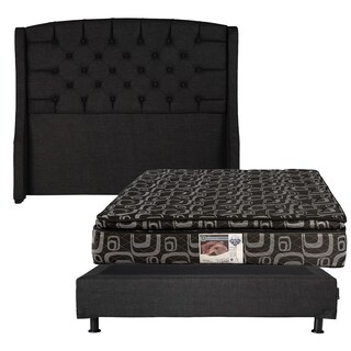 Foto 1 | Cabecera Dicasa Sitka Negro + Box Dicasa Belucci Negro+ Colchon Spring Air Morgan Matrimonial