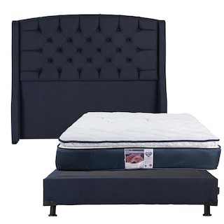 Foto 1 | Cabecera Dicasa Sitka Azul + Box Dicasa Orleans Azul + Colchon Spring Air Monaco Matrimonial