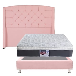 Foto 1 | Cabecera Dicasa Sitka Rosa + Box Dicasa Rosa + Colchon Spring Air Marte Matrimonial