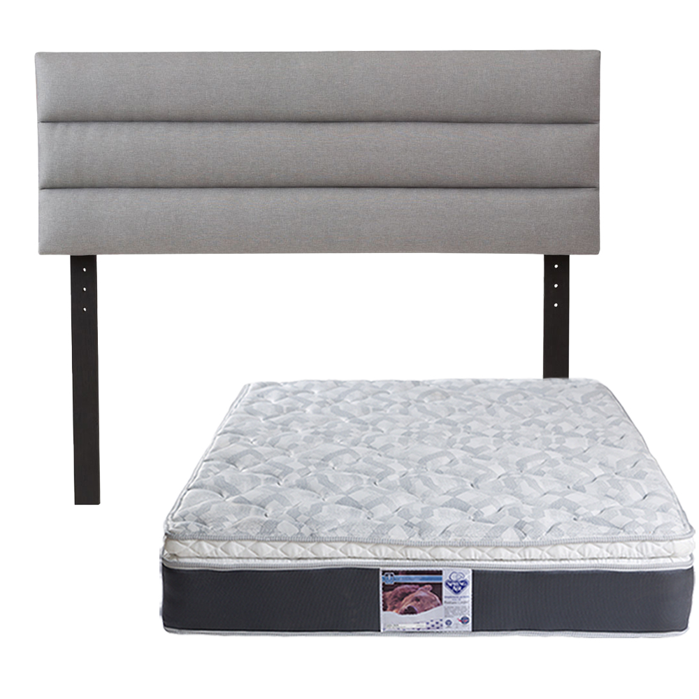 Cabecera Logan Dicasa Color Gris + Colchón Spring Air Marte Matrimonial