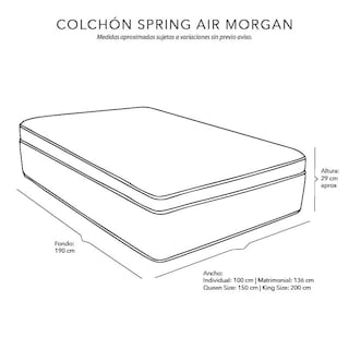 Foto 4 | Cabecera Logan Dicasa Color Pink + Box Dicasa Color Pink + Colchón Spring Air Morgan Matrimonial