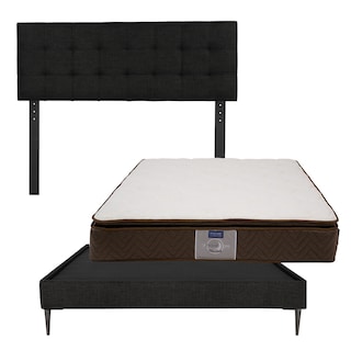 Foto 1 | Cabecera Catania Dicasa Color Negro + Base Cama Slim Dicasa Color Negro + Colchón Restonic Nautilus Matrimonial