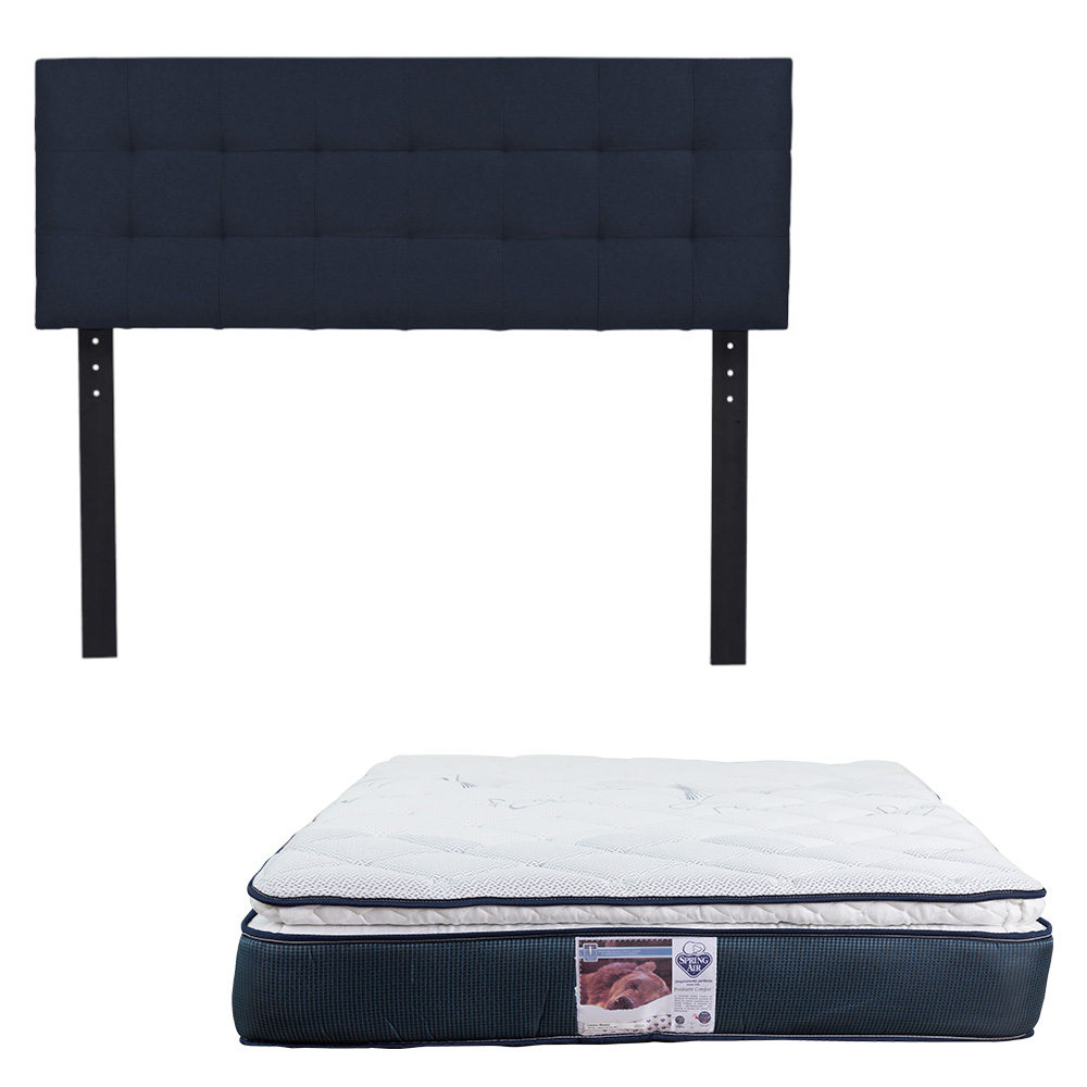Cabecera Catania Dicasa Color Azul + Colchón Spring Air Monaco Queen Size