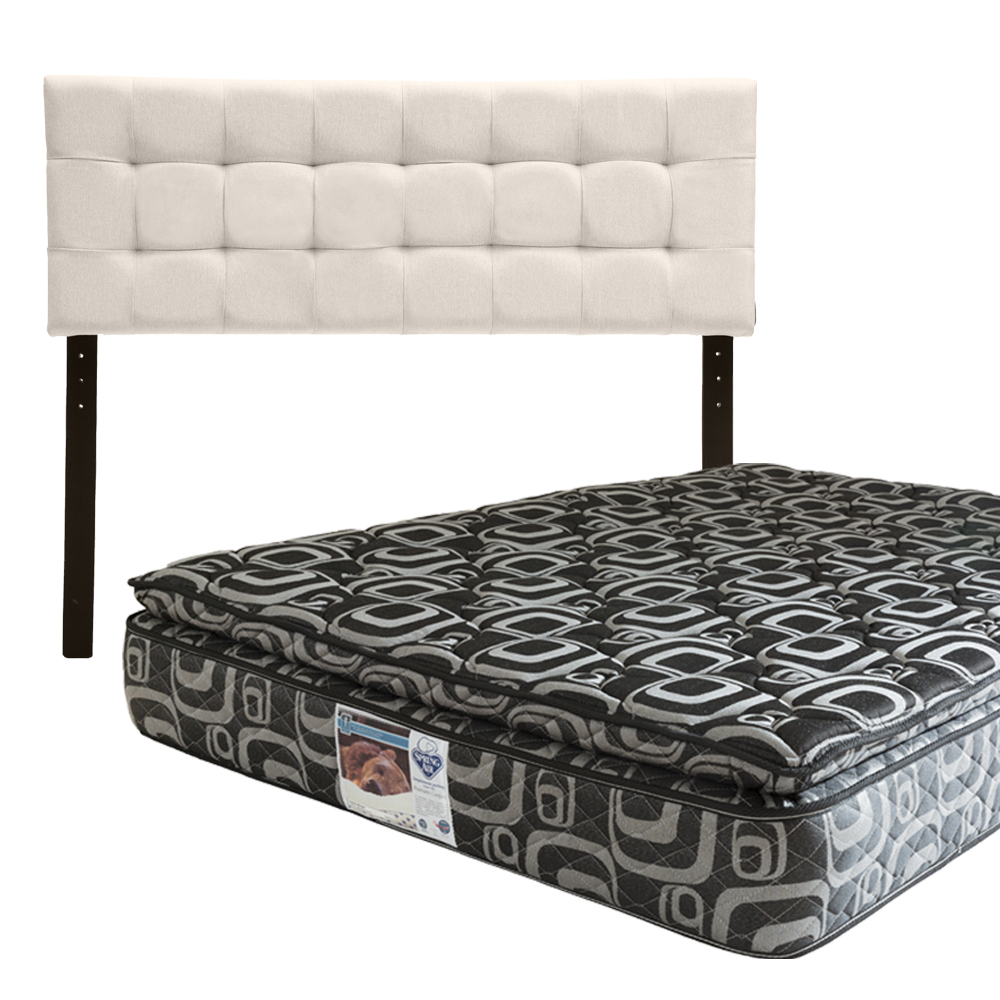 Cabecera Catania Dicasa Color Beige Claro + Colchón Spring Air Morgan Queen Size