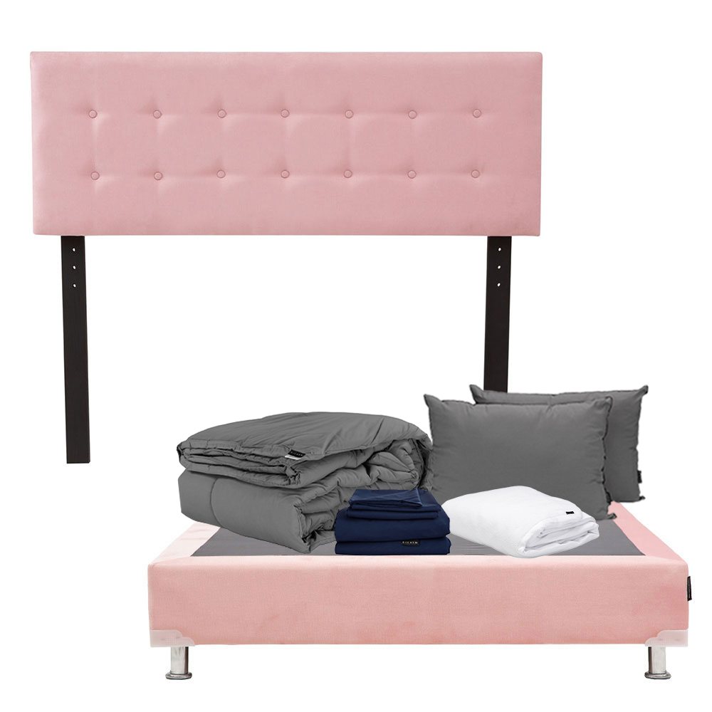 Foto 1 | Cabecera Bilbao Dicasa Pink+box Dicasa Queen Size+almohada 2pack+protector Cloud+sábanas Softy+edredón Homy