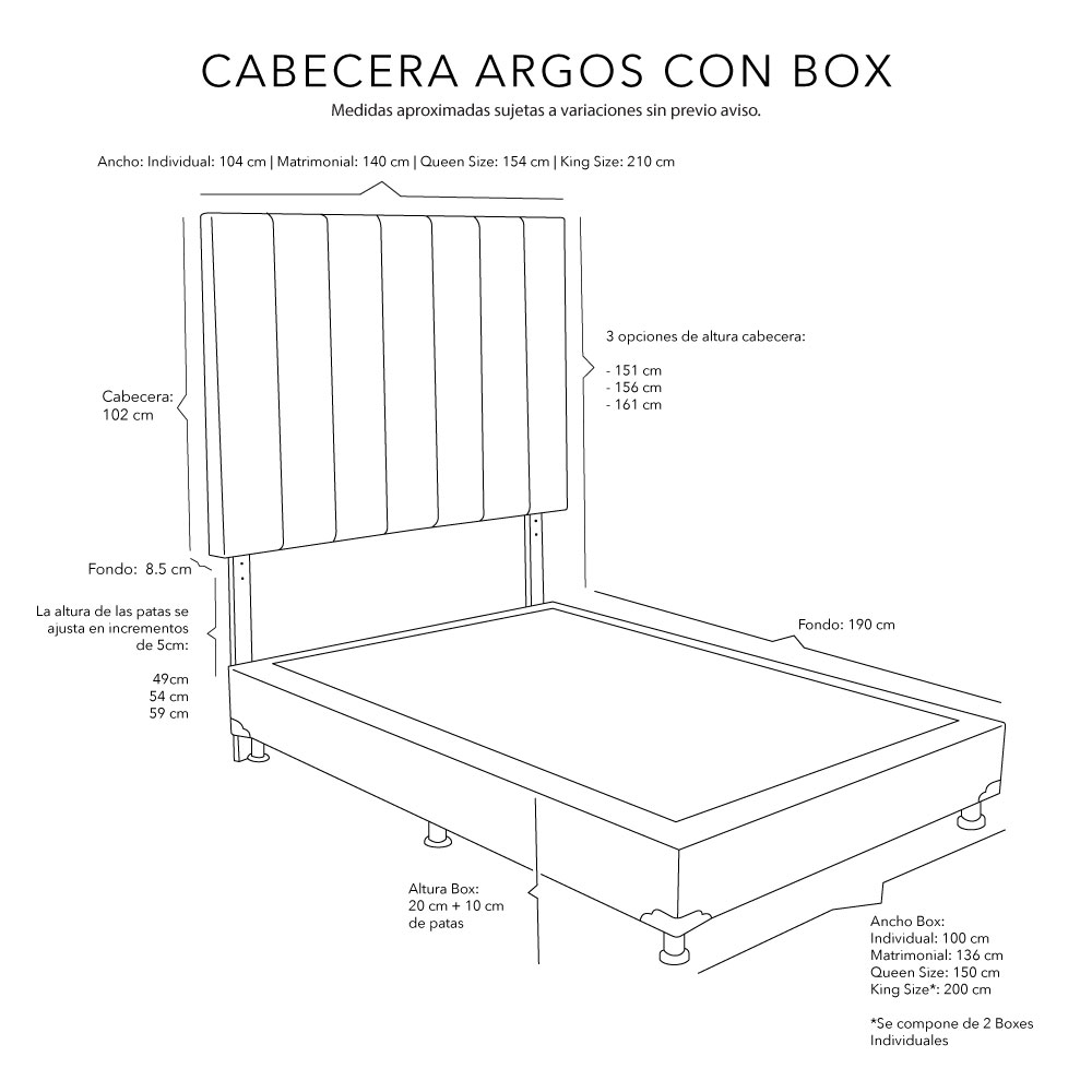 Foto 8 | Cabecera Argos Dicasa Color Pink + Box Dicasa Color Pink + Colchón Restonic Trini Matrimonial