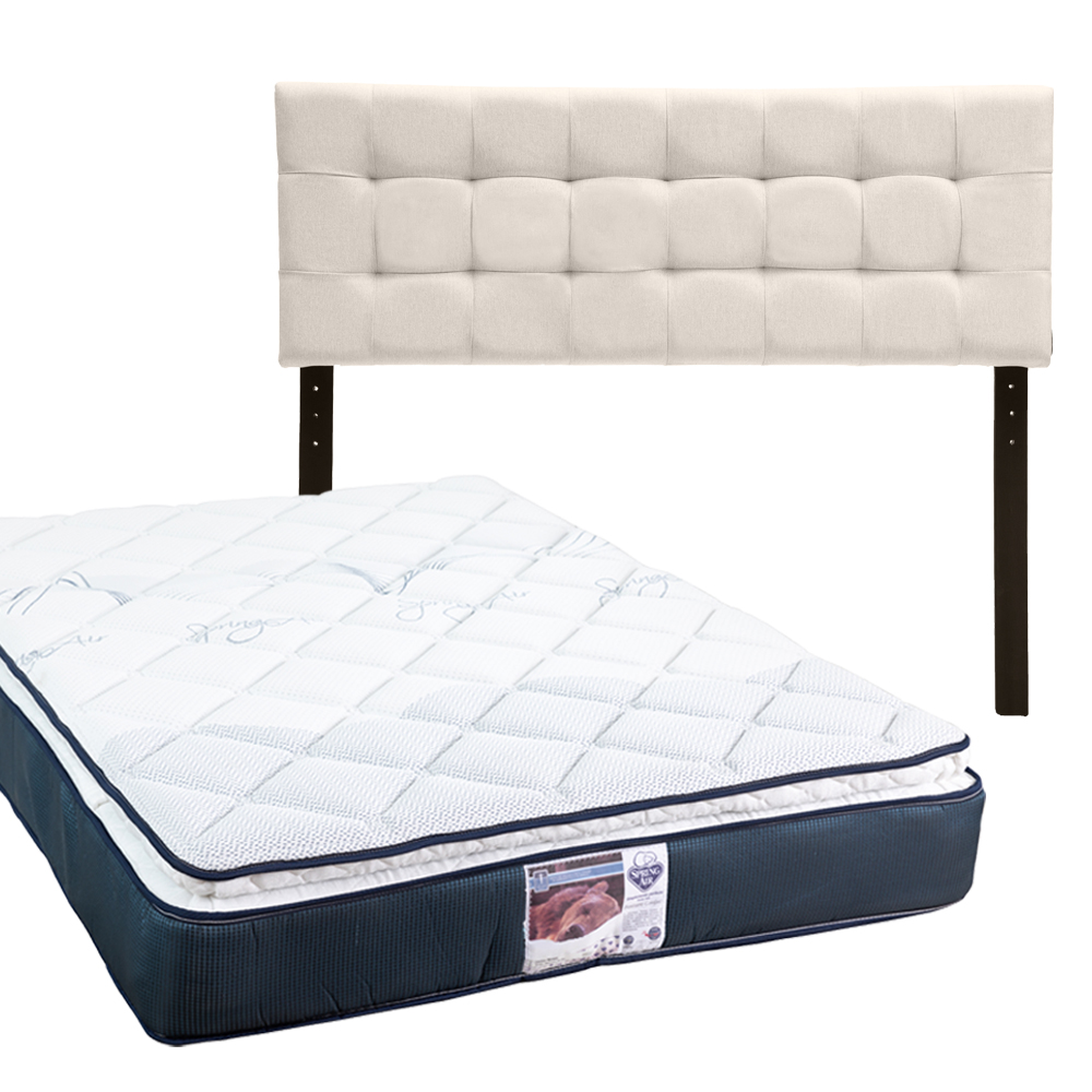 Cabecera Catania Dicasa Color Beige Claro + Colchón Spring Air Monaco Individual