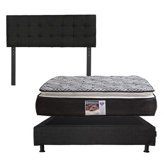 Foto 1 | Cabecera Catania Dicasa Color Negro + Box Dicasa Color Negro + Colchón Spring Air Omega Matrimonial