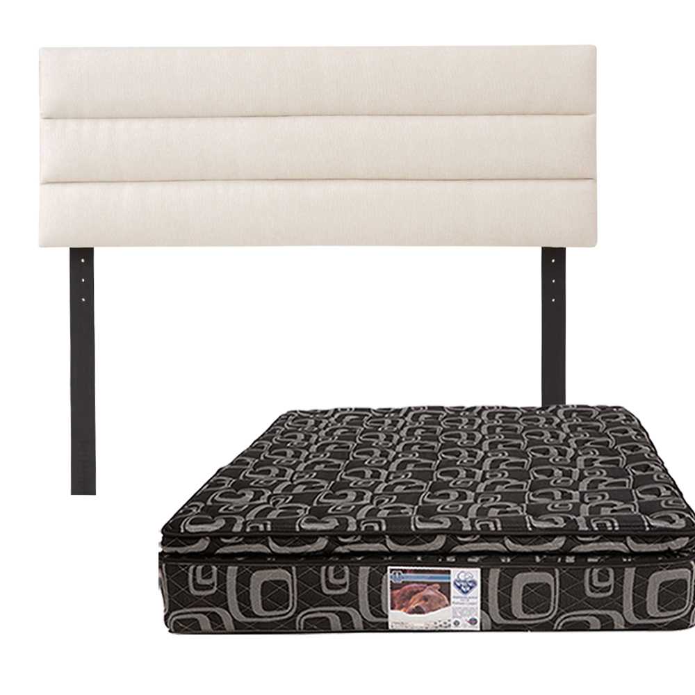 Cabecera Logan Dicasa Color Beige Claro + Colchón Spring Air Morgan Queen Size