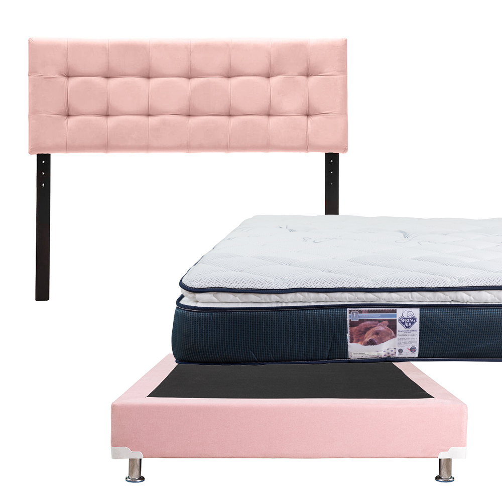 Foto 1 | Cabecera Catania Dicasa Color Pink + Box Dicasa Color Pink + Colchón Spring Air Monaco Matrimonial