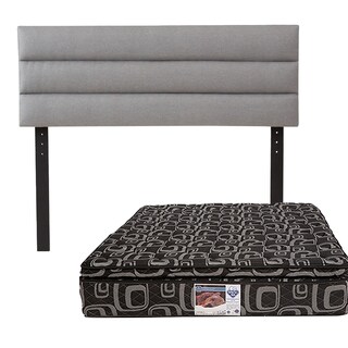 Foto 1 | Cabecera Logan Dicasa Color Gris + Colchón Spring Air Morgan Queen Size