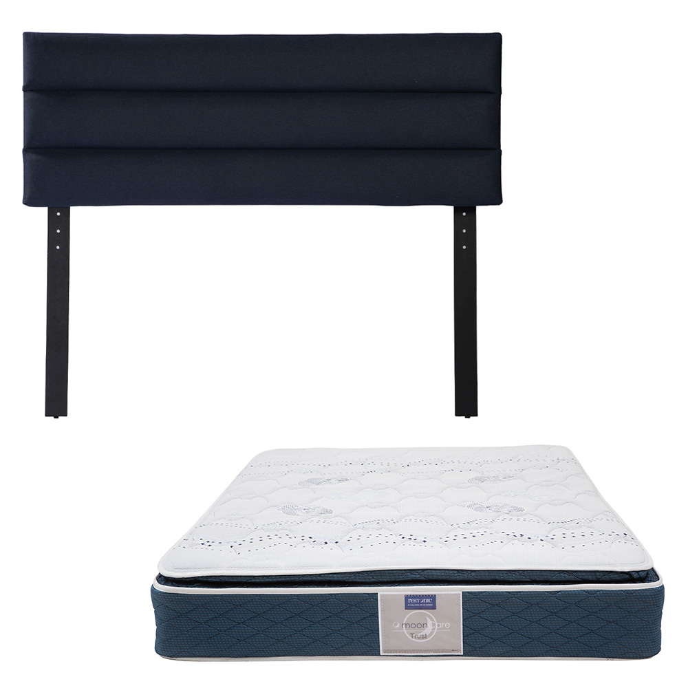 Cabecera Logan Dicasa Color Gris + Colchón Spring Air Monaco Matrimonial