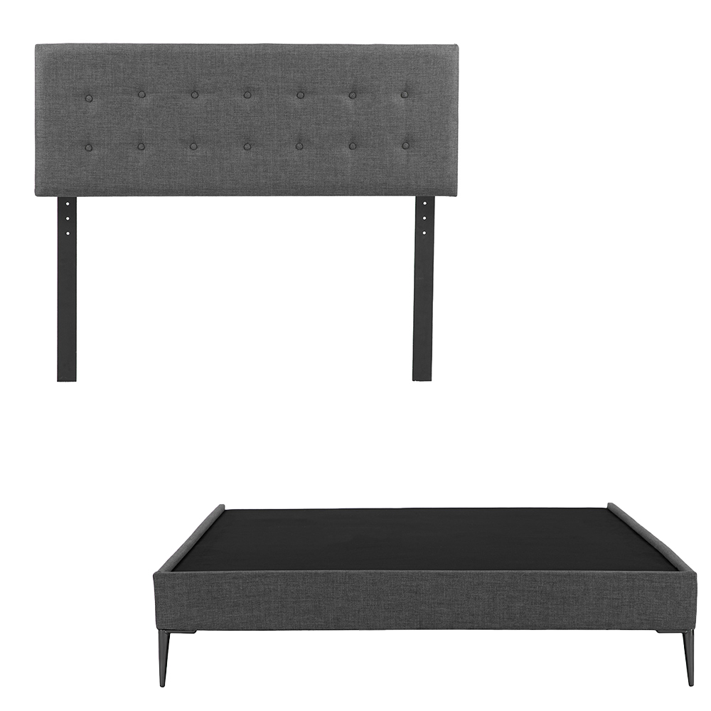 Foto 1 | Cabecera Bilbao Dicasa Color Gris Oscuro + Base Cama Slim Dicasa Color Gris Oscuro Queen Size