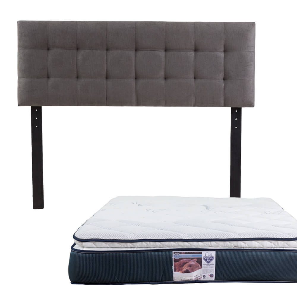 Cabecera Catania Dicasa Color Gris Oscuro + Colchón Spring Air Monaco Queen Size