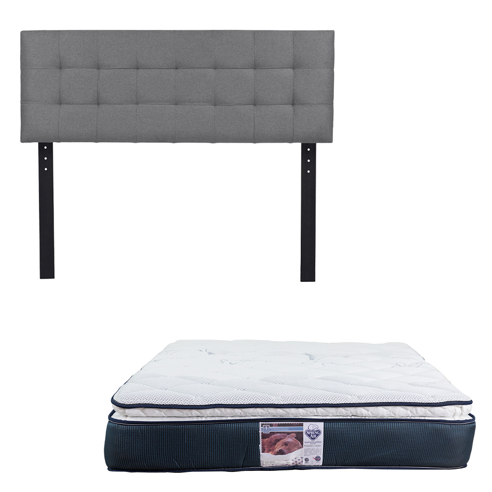 Cabecera Catania Dicasa Color Gris + Colchón Spring Air Monaco Queen Size