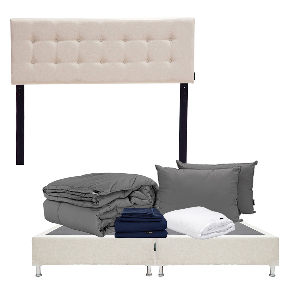 Foto 1 | Cabecera Bilbao Dicasa Beige Claro+box Dicasa King Size+almohada 2pack+protector Cloud+sábanas Softy+edredón Homy