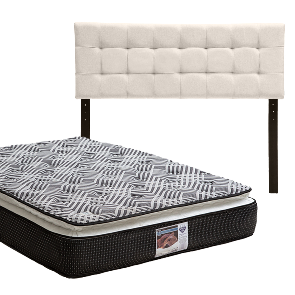 Cabecera Catania Dicasa Color Beige Claro + Colchón Spring Air Omega Queen Size