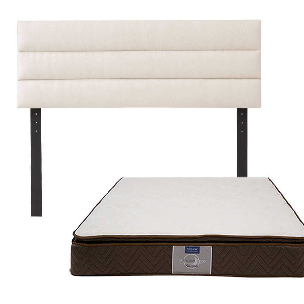 Cabecera Logan Dicasa Color Beige Claro + Colchón Restonic Nautilus Queen Size