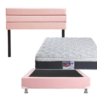 Foto 1 | Cabecera Logan Dicasa Color Pink + Box Dicasa Color Pink + Colchón Spring Air Marte Matrimonial