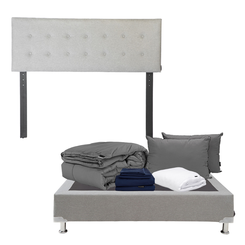 Cabecera Bilbao Dicasa Color Gris+box Dicasa Matrimonial+almohada 2pack+protector Cloud+sábanas Softy+edredón Homy