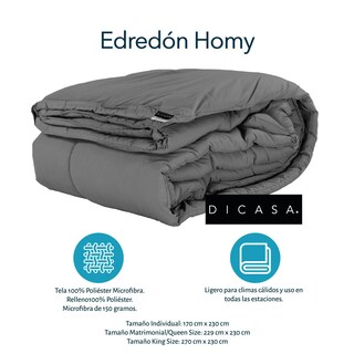 Foto 4 | Cabecera Bilbao Dicasa Color Gris+box Dicasa Matrimonial+almohada 2pack+protector Cloud+sábanas Softy+edredón Homy