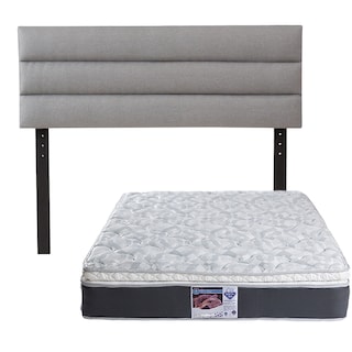 Foto 1 | Cabecera Logan Dicasa Color Gris + Colchón Spring Air Marte Queen Size