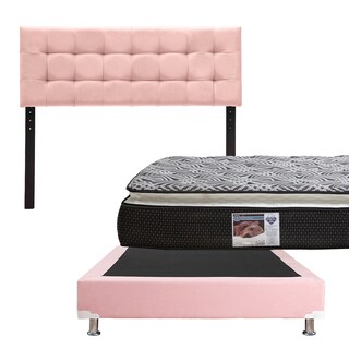 Foto 1 | Cabecera Catania Dicasa Color Pink + Box Dicasa Color Pink + Colchón Spring Air Omega Matrimonial