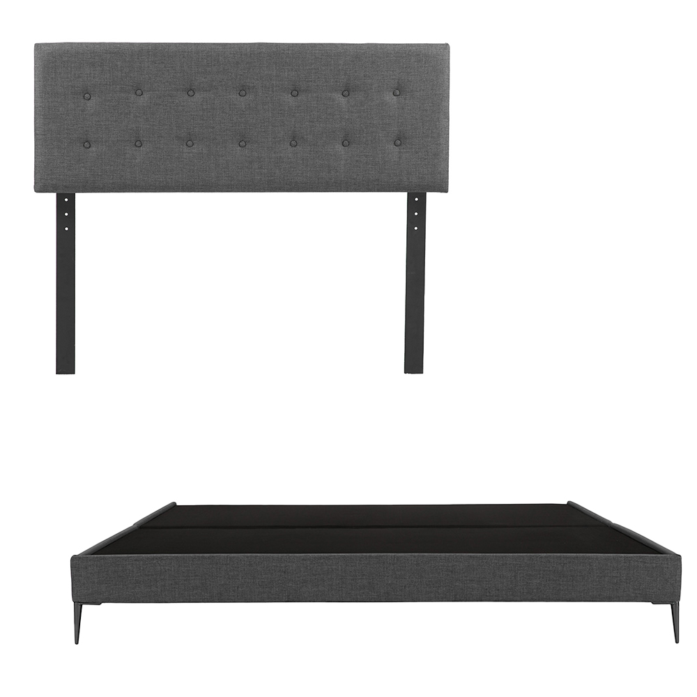 Cabecera Bilbao Dicasa Color Gris Oscuro + Base Cama Slim Dicasa Color Gris Oscuro King Size